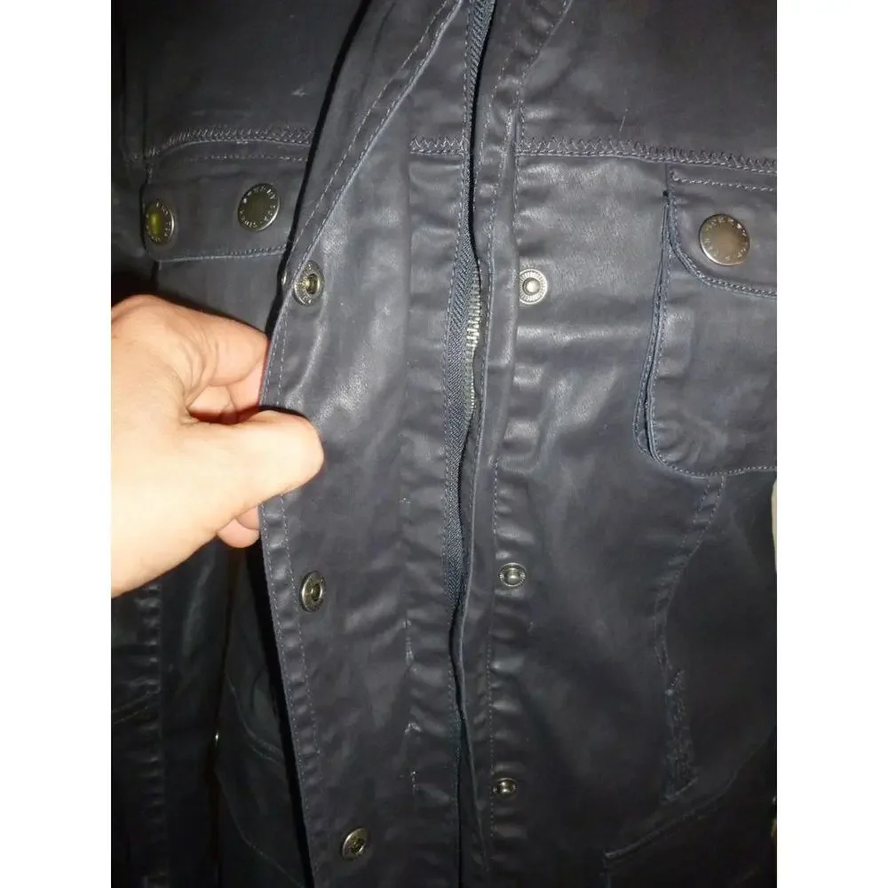 Sperry Top Sider Waxed Look rare Navy Coat Jacket Windbreaker Womens S Small - Picture 5 of 9